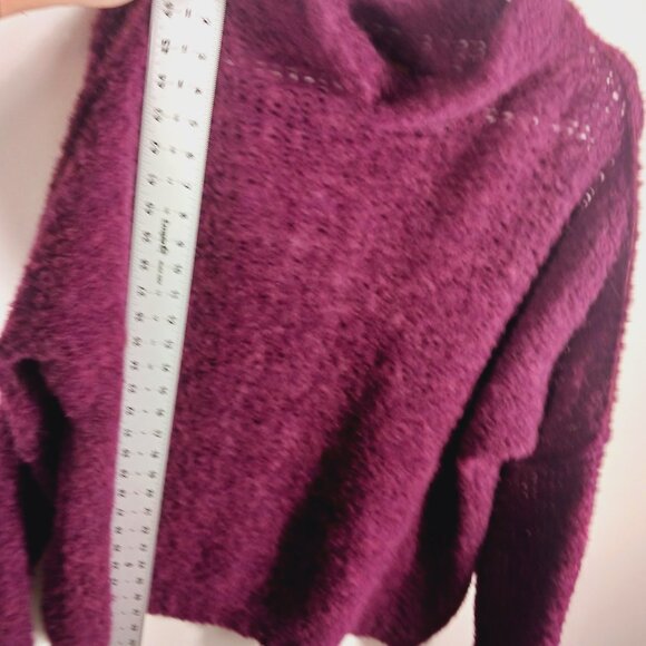 Free People, Burgundy Oversized Alpaca (89%) Nylon (11%) Sweater, Size MED, Soft - Picture 12 of 13